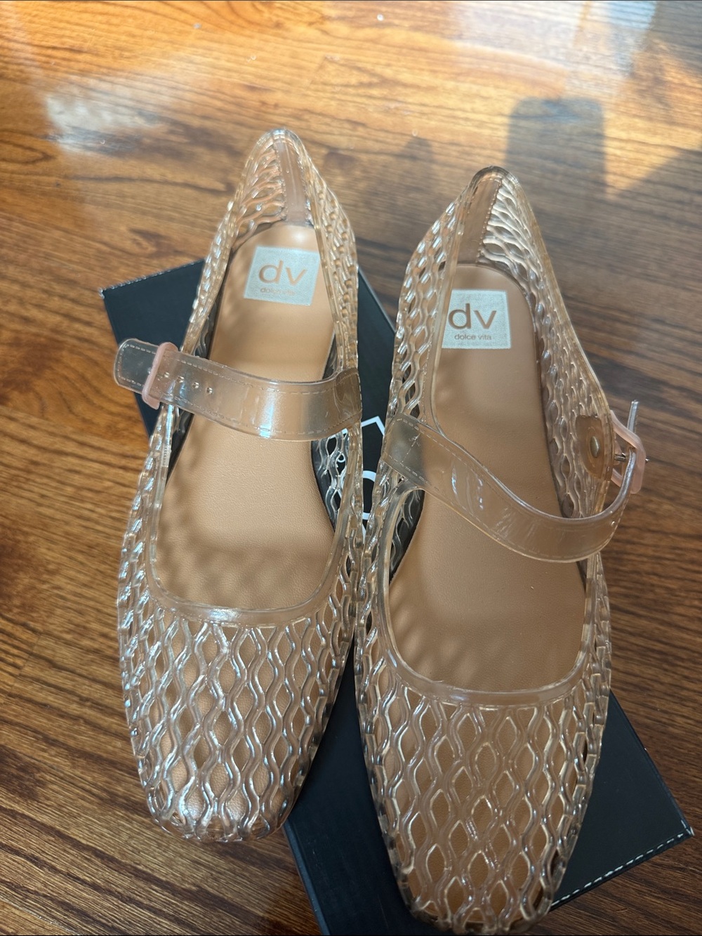 DV by Dolce Vita Clear Tan Woven Mary Jane Flats